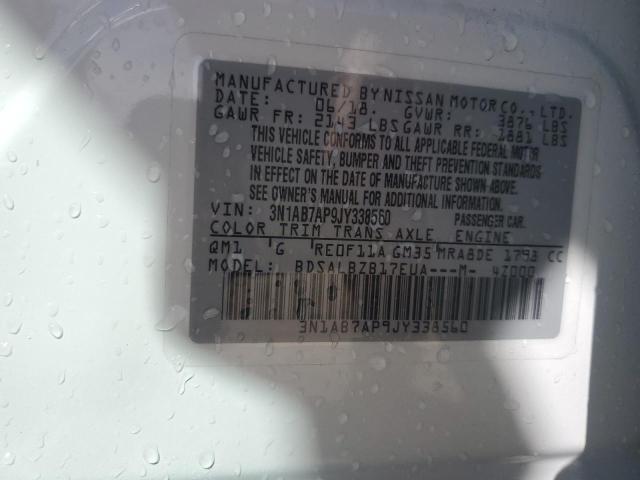 3N1AB7AP9JY338560 - 2018 NISSAN SENTRA S WHITE photo 12