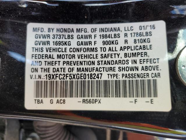 19XFC2F5XGE018247 - 2016 HONDA CIVIC LX PURPLE photo 12