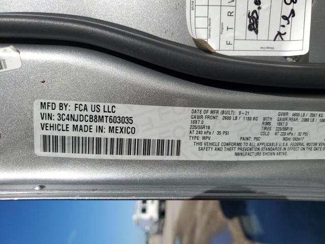 3C4NJDCB8MT603035 - 2021 JEEP COMPASS LIMITED ვერცხლისფერი ფოტო 13