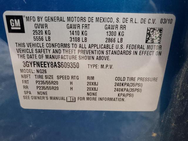 3GYFNEEY8AS609350 - 2010 CADILLAC SRX PERFORMANCE COLLECTION Көк фото 13