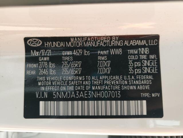 5NMJA3AE3NH007013 - 2022 HYUNDAI TUCSON SE Weiß Foto 13