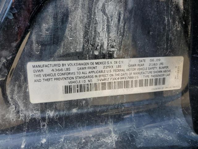 3VWRZ71K49M178815 - 2009 VOLKSWAGEN JETTA SE შავი ფოტო 12