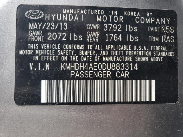 KMHDH4AE0DU883314 - 2013 HYUNDAI ELANTRA GLS SILVER photo 12