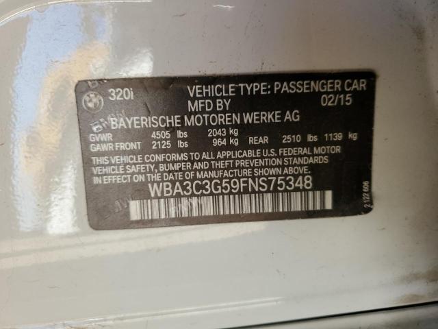 WBA3C3G59FNS75348 - 2015 BMW 320 I XDRIVE WHITE photo 12