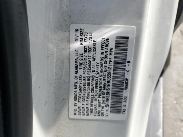5FNRL5H61GB055962 - 2016 HONDA ODYSSEY EXL WHITE photo 13