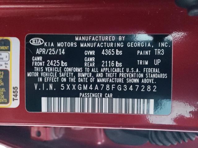 5XXGM4A78FG347282 - 2015 KIA OPTIMA LX RED photo 12