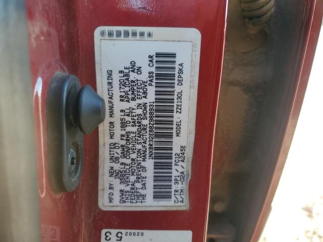 1NXBR32E88Z988931 - 2008 TOYOTA COROLLA CE წითელი ფოტო 12