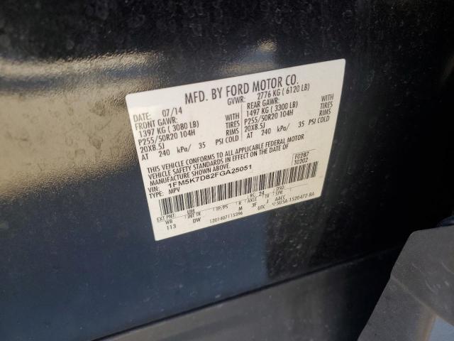 1FM5K7D82FGA25051 - 2015 FORD EXPLORER XLT Սև լուսանկար 13