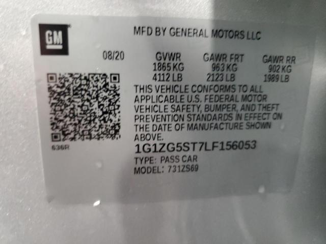 1G1ZG5ST7LF156053 - 2020 CHEVROLET MALIBU RS 银色 照片 12