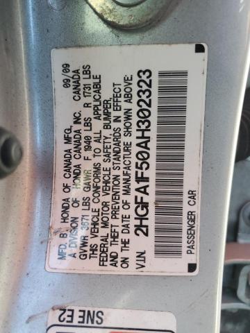 2HGFA1F50AH302323 - 2010 HONDA CIVIC LX SILVER photo 12