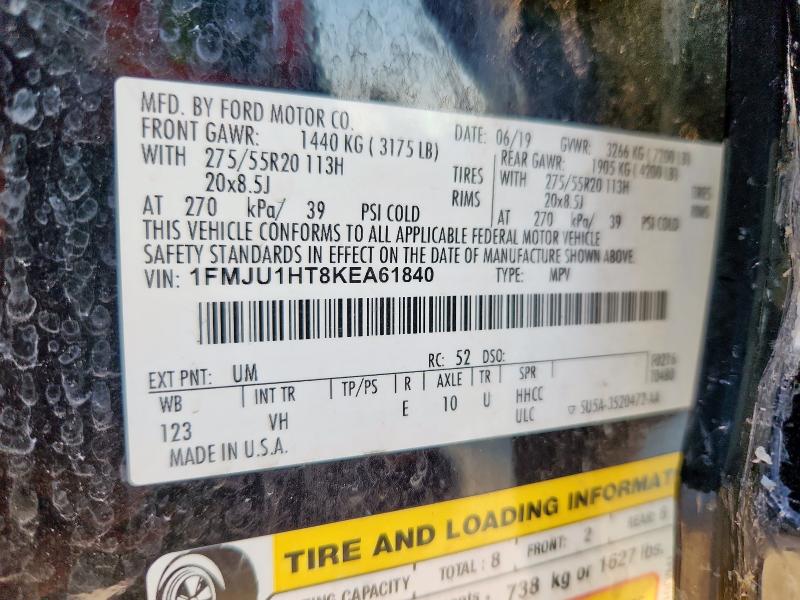 1FMJU1HT8KEA61840 - 2019 FORD EXPEDITION XLT Schwarz Foto 13