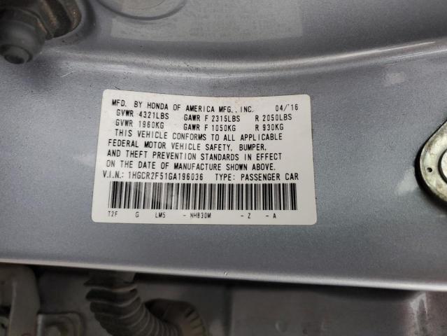 1HGCR2F51GA196036 - 2016 HONDA ACCORD SPORT فضي صورة 13