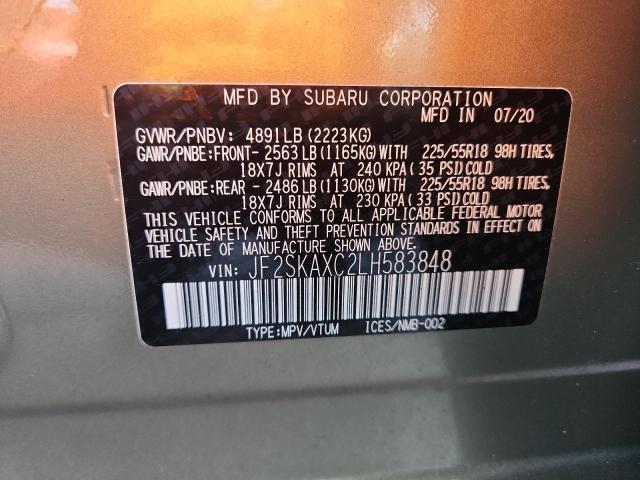 JF2SKAXC2LH583848 - 2020 SUBARU FORESTER TOURING GREEN photo 14