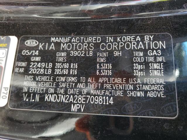 KNDJN2A28E7098114 - 2014 KIA SOUL BLACK photo 12