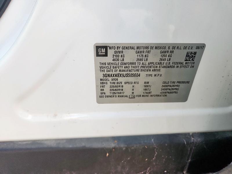 3GNAXKEX9JS505604 - 2018 CHEVROLET EQUINOX LT 白色 照片 13