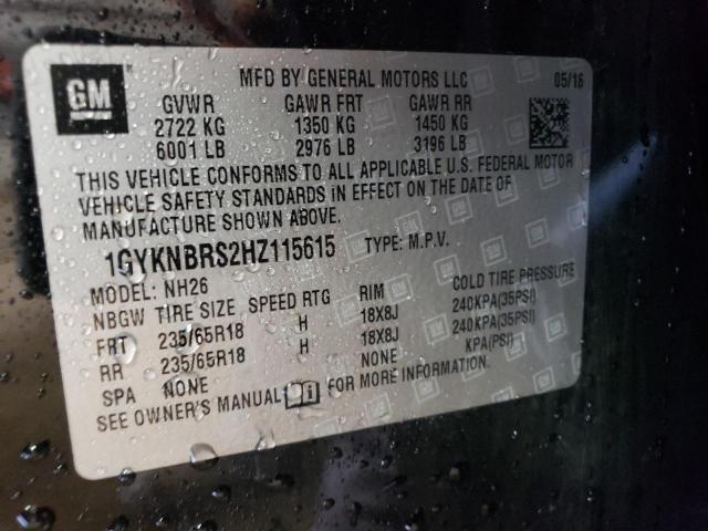 1GYKNBRS2HZ115615 - 2017 CADILLAC XT5 LUXURY BLACK photo 14