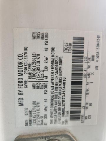 NM0LS7E73J1344016 - 2018 FORD TRANSIT CO XL Weiß Foto 13