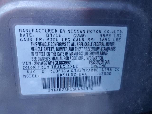 3N1AB7AP1GL683992 - 2016 NISSAN SENTRA S 棕色 照片 12