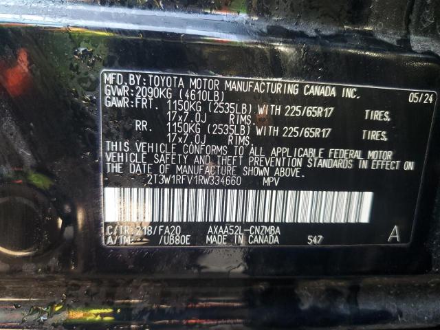 2T3W1RFV1RW334660 - 2024 TOYOTA RAV4 XLE შავი ფოტო 14
