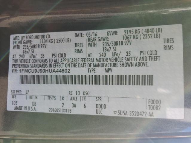 1FMCU9J90HUA44602 - 2017 FORD ESCAPE TITANIUM GRAY photo 14