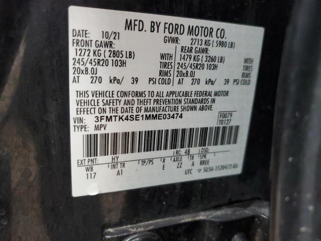 3FMTK4SE1MME03474 - 2021 FORD MUSTANG MA GT GRAY photo 13