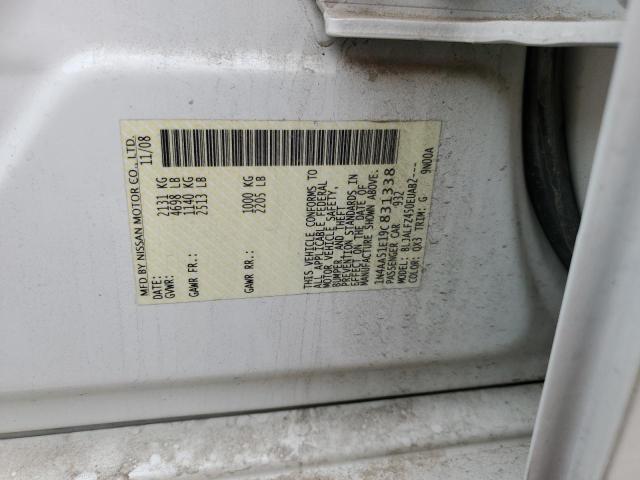 1N4AA51E19C831338 - 2009 NISSAN MAXIMA S WHITE photo 12