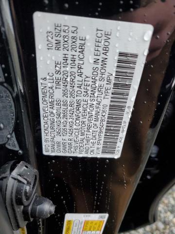 5FNYF8H54PB043610 - 2023 HONDA PASSPORT EXL BLACK photo 12