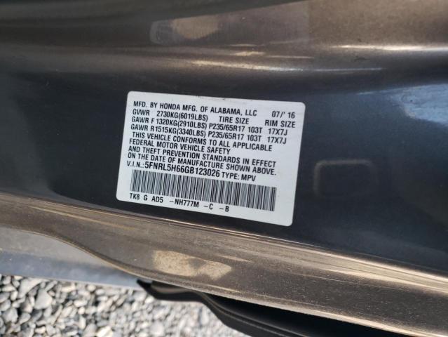 5FNRL5H66GB123026 - 2016 HONDA ODYSSEY EXL GRAY photo 13