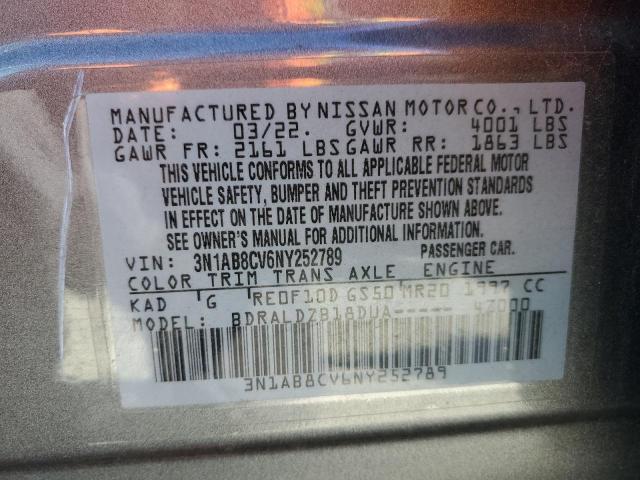 3N1AB8CV6NY252789 - 2022 NISSAN SENTRA SV SILVER photo 12