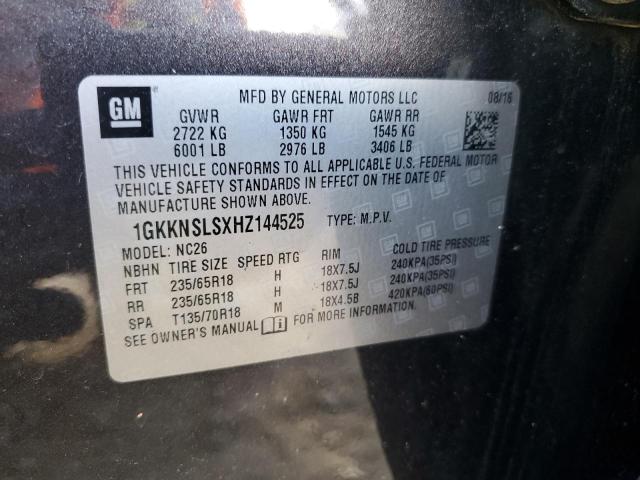 1GKKNSLSXHZ144525 - 2017 GMC ACADIA SLE CHARCOAL photo 14