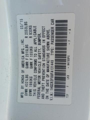 1HGCR2F88FA131449 - 2015 HONDA ACCORD EXL WHITE photo 13