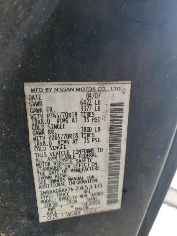 1N6BA06AX7N245310 - 2007 NISSAN TITAN XE BLUE photo 12