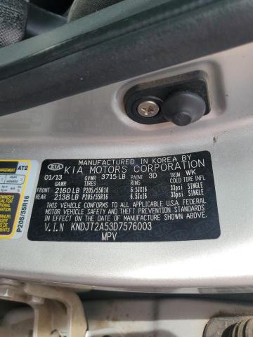 KNDJT2A53D7576003 - 2013 KIA SOUL SILVER photo 12