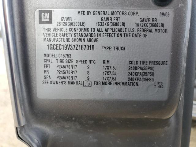 1GCEC19V37Z167010 - 2007 CHEVROLET SILVERADO C1500 CLASSIC GRAY photo 12
