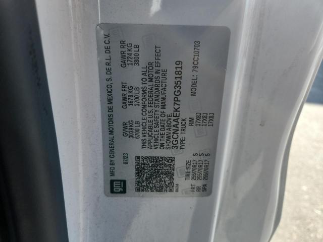 3GCNAAEK7PG351819 - 2023 CHEVROLET SILVERADO C1500 白色 照片 12