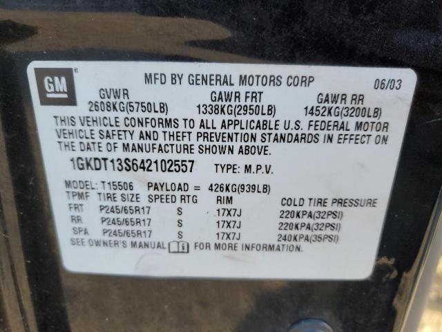 1GKDT13S642102557 - 2004 GMC ENVOY BLACK photo 14