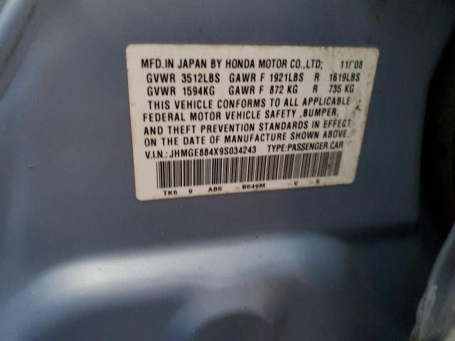 JHMGE884X9S034243 - 2009 HONDA FIT SPORT BLUE photo 12