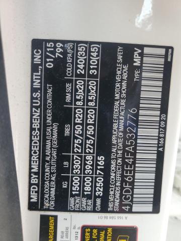 4JGDF6EE4FA532776 - 2015 MERCEDES-BENZ GL 450 4MATIC WHITE photo 13