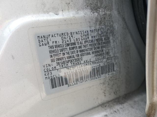 3N1AB7AP5KY350612 - 2019 NISSAN SENTRA S SILVER photo 13