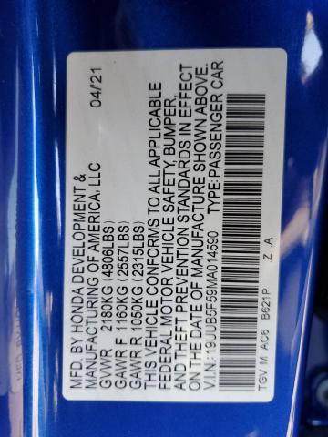 19UUB5F59MA014590 - 2021 ACURA TLX TECH A ლურჯი ფოტო 12