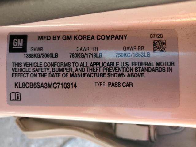 KL8CB6SA3MC710314 - 2021 CHEVROLET SPARK LS CREAM photo 12