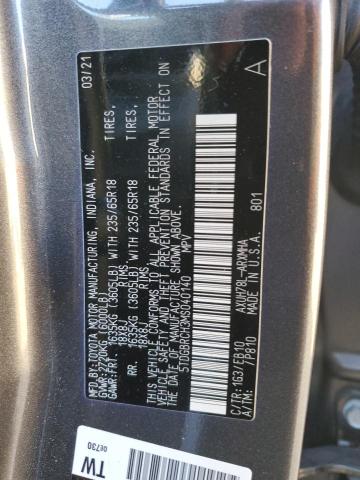 5TDGBRCH3MS040140 - 2021 TOYOTA HIGHLANDER HYBRID XLE GRAY photo 14