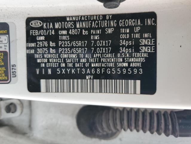 5XYKT3A68FG559593 - 2015 KIA SORENTO LX WHITE photo 13