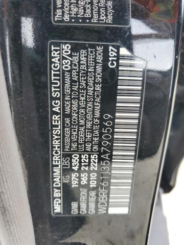 WDBRF61J35A790569 - 2005 MERCEDES-BENZ C 240 BLACK photo 12