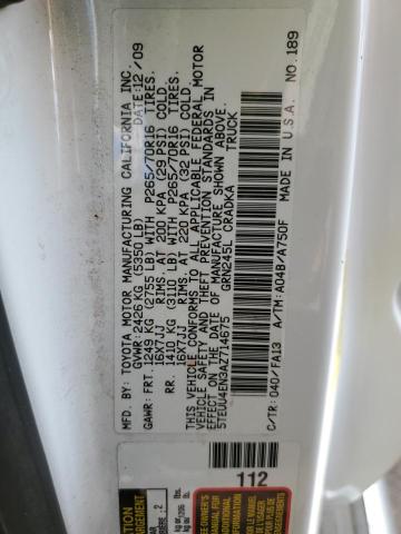 5TEUU4EN3AZ714675 - 2010 TOYOTA TACOMA ACCESS CAB თეთრი ფოტო 12