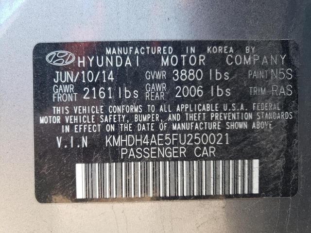 KMHDH4AE5FU250021 - 2015 HYUNDAI ELANTRA SE SILVER photo 12