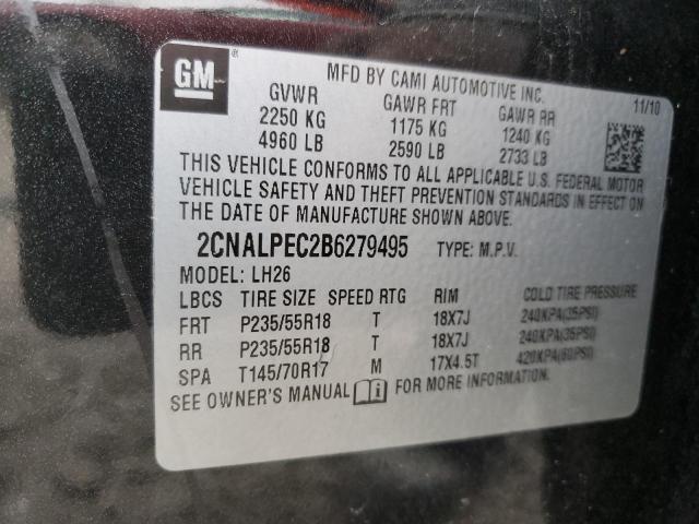 2CNALPEC2B6279495 - 2011 CHEVROLET EQUINOX LT BLACK photo 13