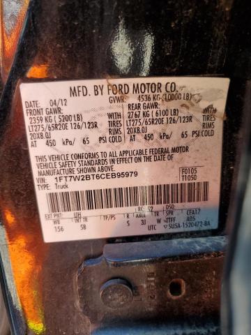 1FT7W2BT6CEB95979 - 2012 FORD F250 SUPER DUTY BLACK photo 12