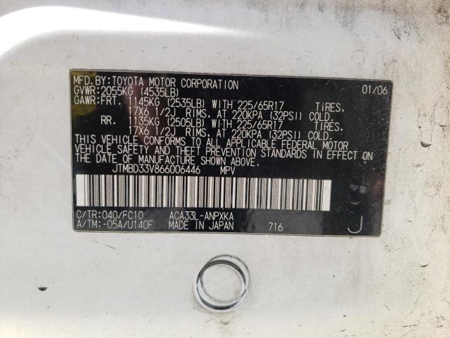 JTMBD33V866006446 - 2006 TOYOTA RAV4 白色 照片 13