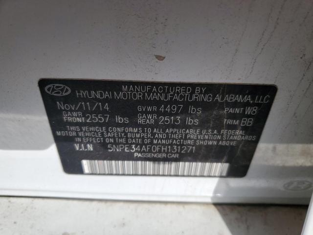 5NPE34AF0FH131271 - 2015 HYUNDAI SONATA SPORT WHITE photo 12